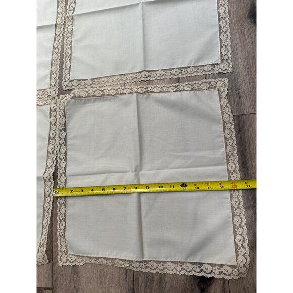 Set Of 6 Vintage Cream Lace Trimmed Linen Napkins 16 x16” Elegant Dining Decor - Picture 4 of 5